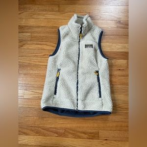 LL Bean women’s mountain pile fleece vest, XXS, natural